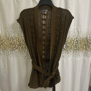 Anthropologie Olive Open-Knit Cardigan